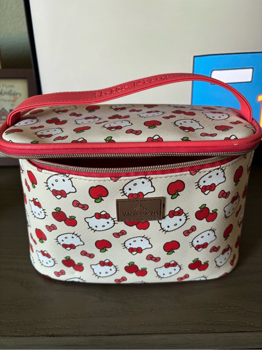 Impressions Cream & Red Hello Kitty Cherry Cosmetic Case